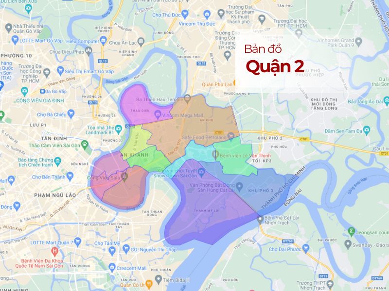 Bản Đồ Hành Chính Quận 2, TP.HCM Mới Nhất