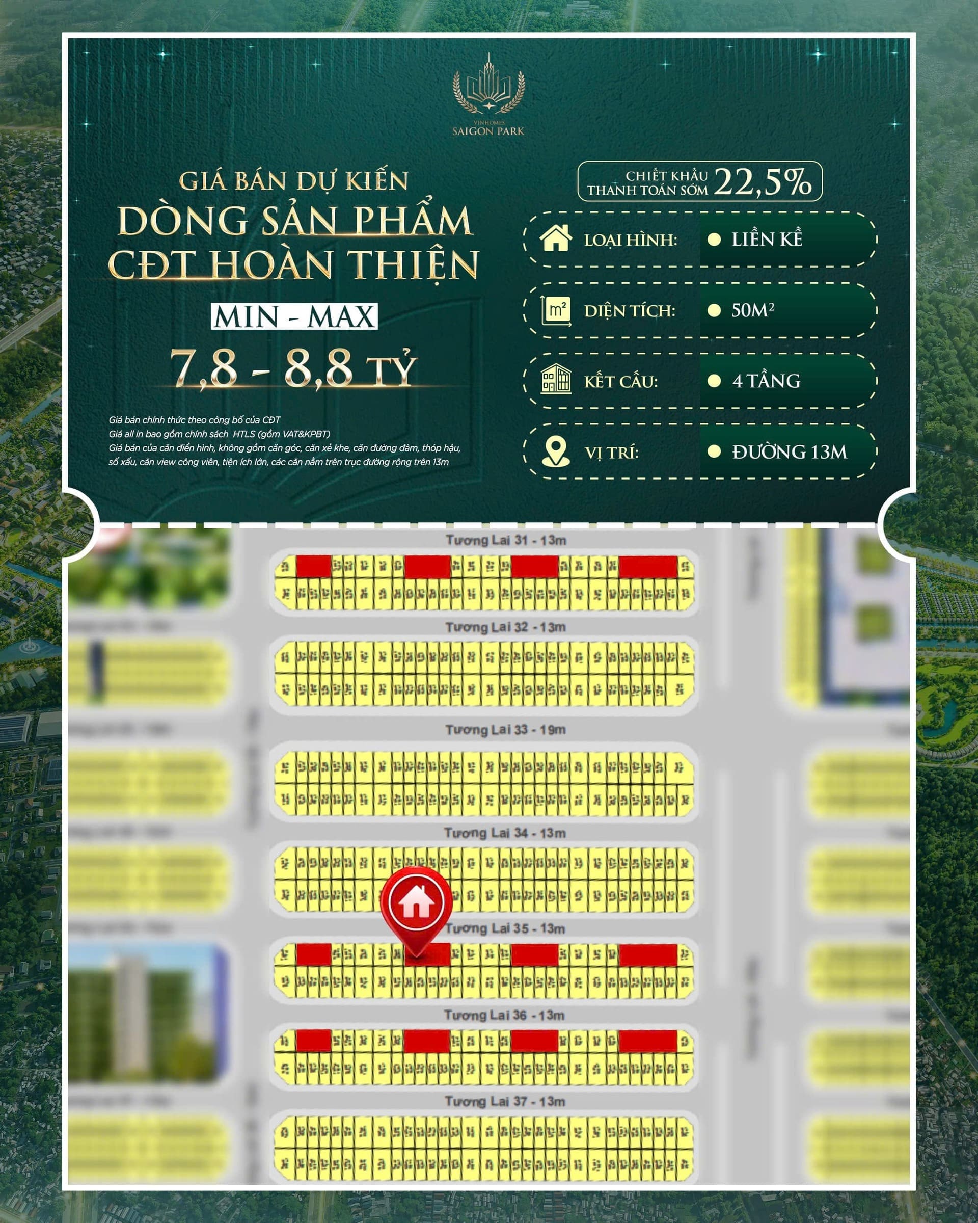 Giá bán nhà Vinhomes Saigon Park Hóc Môn bàn giao hoàn thiện
