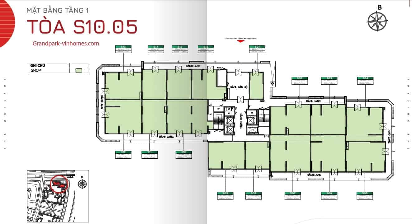 Mặt bằng S1005 The Origami Vinhomes Grand Park: Thiết kế & Thông tin chi tiết