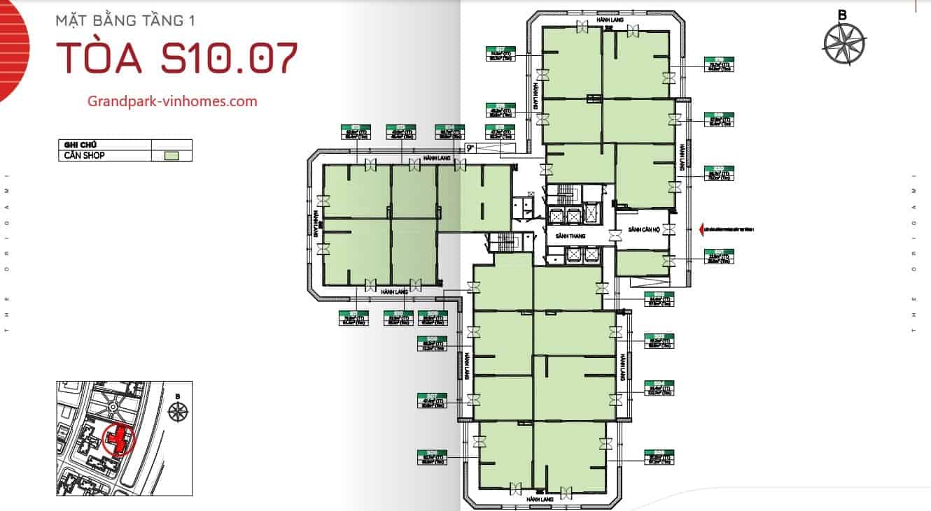 Mặt bằng S1007 The Origami Vinhomes Grand Park: Thiết kế & Thông tin chi tiết