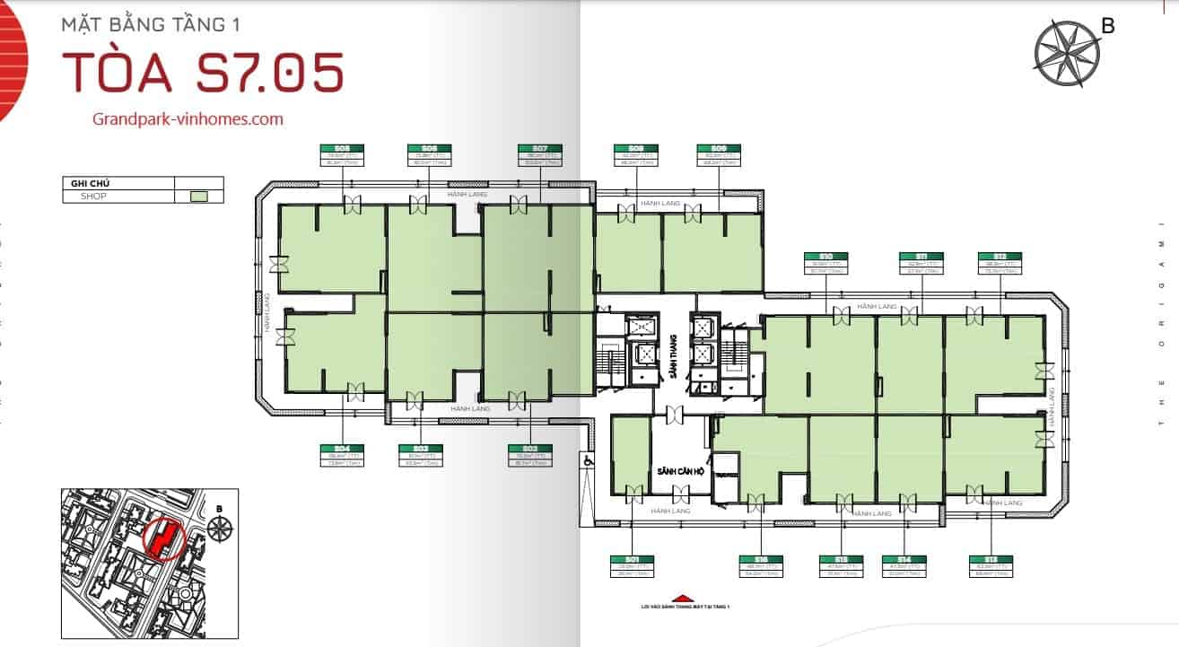 Mặt bằng S705 The Origami Vinhomes Grand Park: Thiết kế & Tiện ích