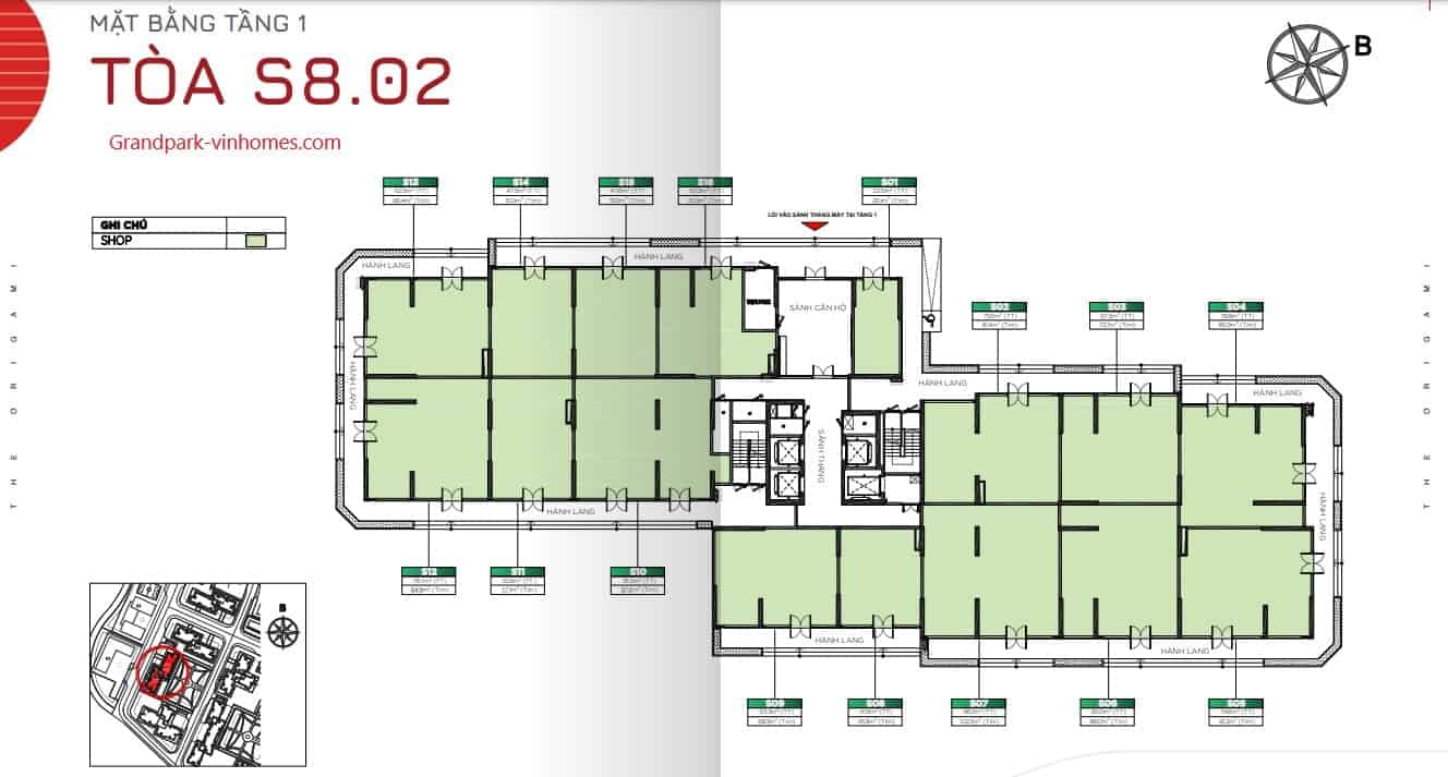 Mặt bằng S802 The Origami Vinhomes Grand Park: Thiết kế & Tiện ích