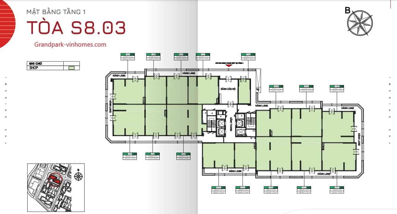 Mặt bằng S803 The Origami Vinhomes Grand Park: Thiết kế & Tiện ích