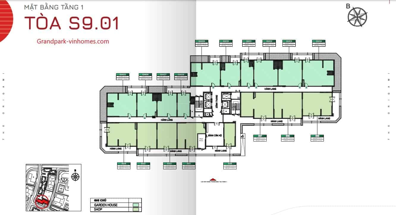 Mặt bằng S901 The Origami Vinhomes Grand Park: Thiết kế & Tiện ích