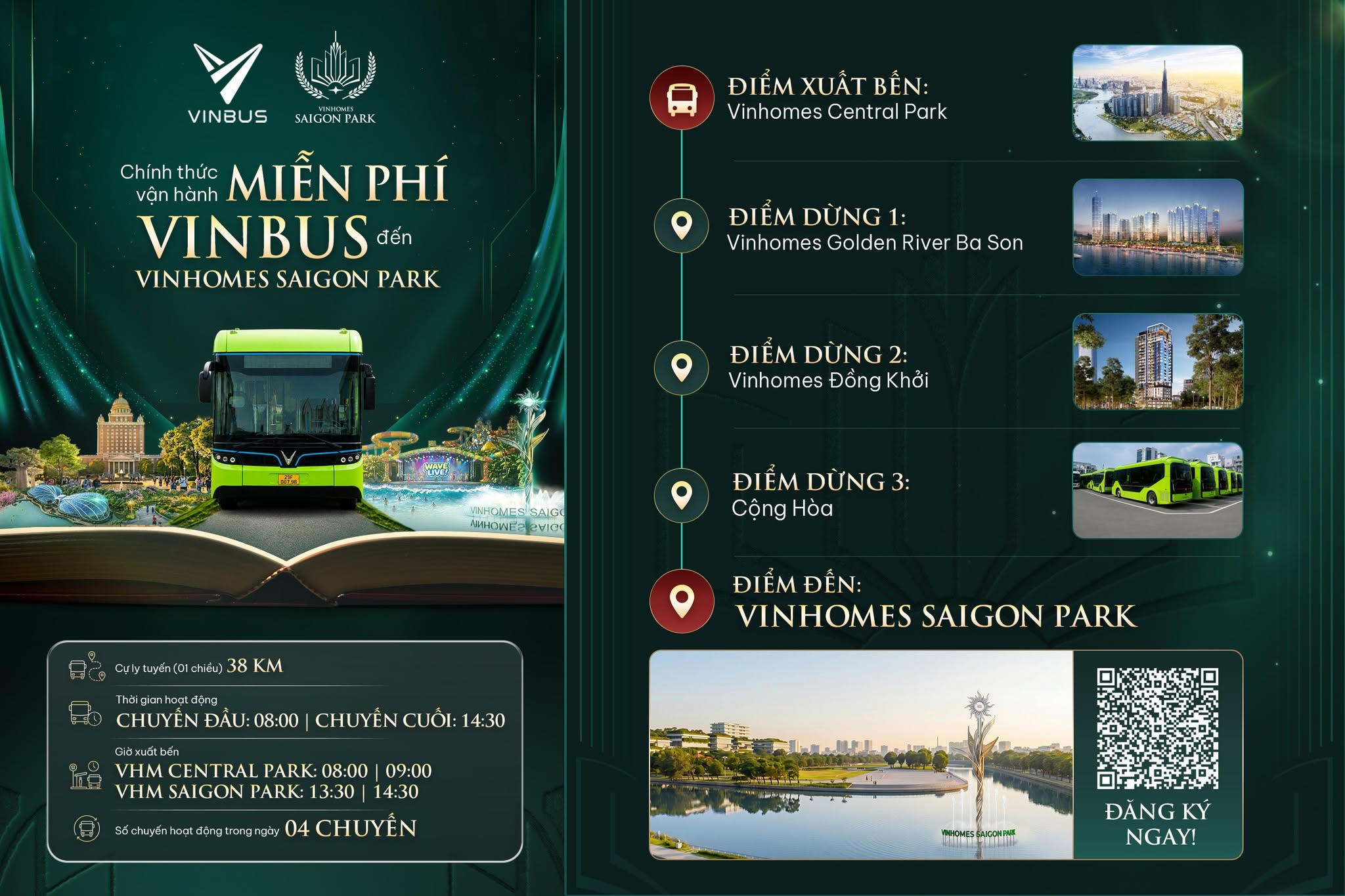 Xe Buýt Miễn Phí Vinbus Kết Nối Vinhomes Central Park Và Saigon Park