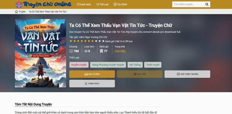 KHÁM PHÁ SIÊU PHẨM HUYỀN HUYỄN: TA CÓ THỂ XEM THẤU VẠN VẬT TIN TỨC CỦA HÀM NGƯ VƯƠNG CHI CHI TRÊN WEB TRUYỆN CHỮ HAY NHẤT